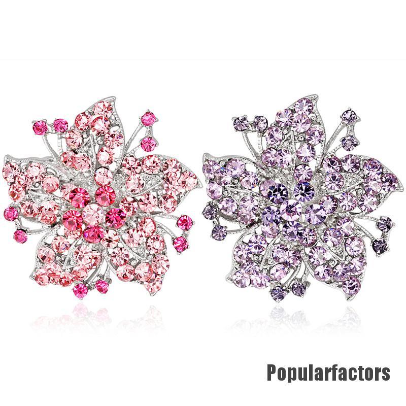 Ghim Cài Áo Hình Bông Hoa Đính Đá Nhân Tạo Thời Trang