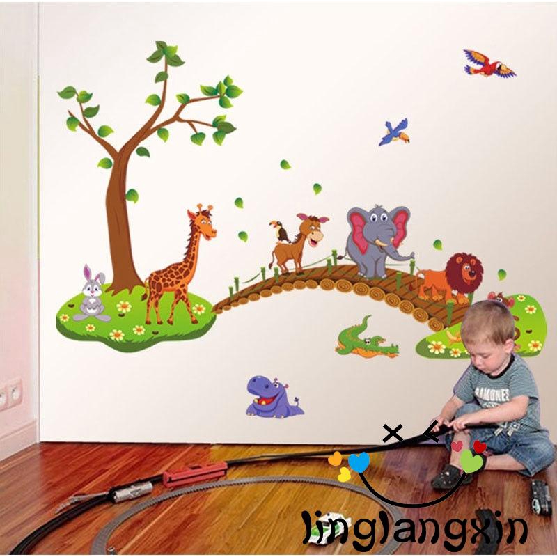 LLX-Sticker dán tường hình động vật dễ thương