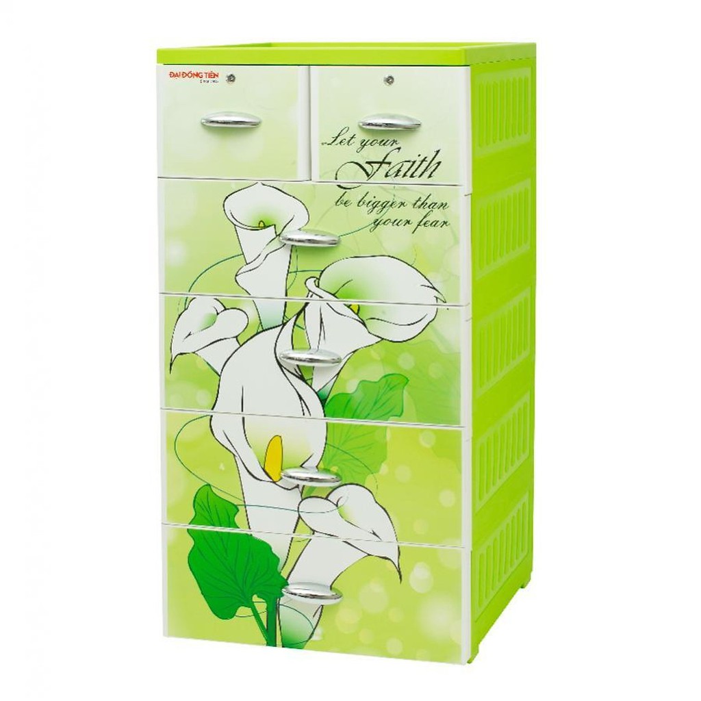 TỦ NHỰA ĐẠI ĐỒNG TIẾN ROYAL T1736 HOA LILY - TẶNG GHẾ XẾP NHỰA MINI