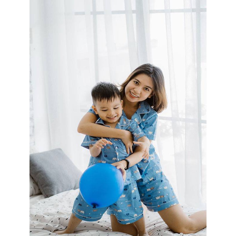 bộ Pijama Bé Trai Xanh voi sọc (Sz 1-6 tuổi)