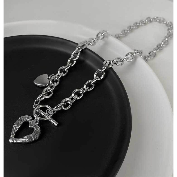 Vòng cổ Mặt Trái Tim Rỗng Phong Cách Hip Hop Hàn Quốc Cá Tính