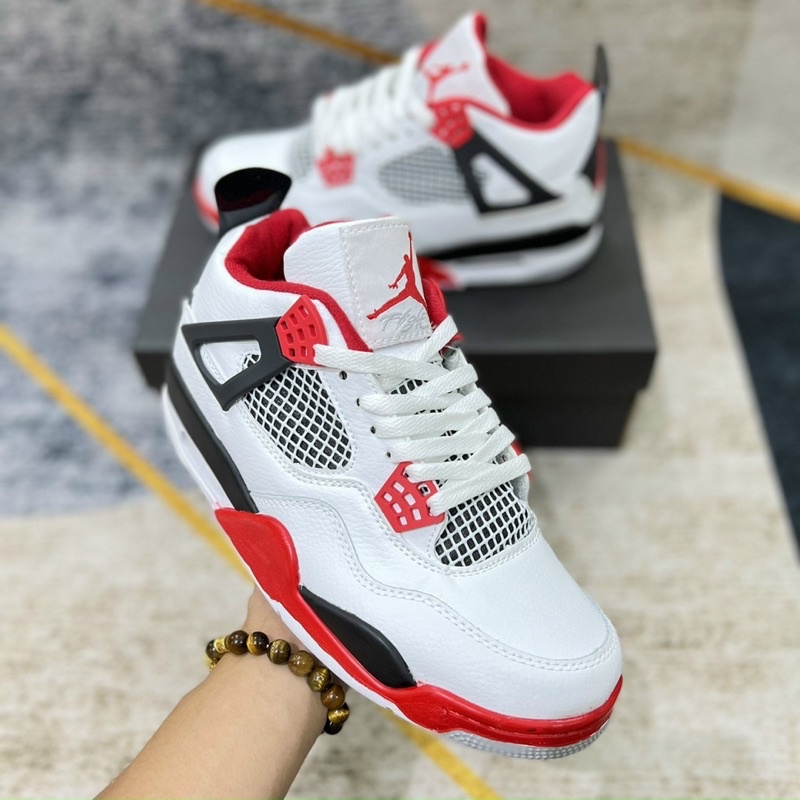 Giày jordan 4 trắng đỏ đen + full hộp giày