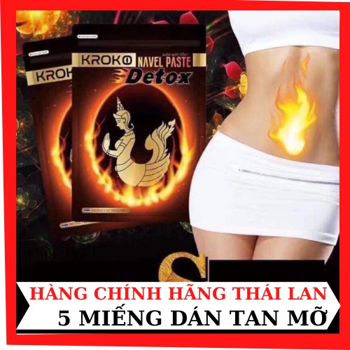 (Chính Hãng) 5 Miếng Dán Tan Mỡ Bụng Kroko Detox Thái Lan Navel Paste