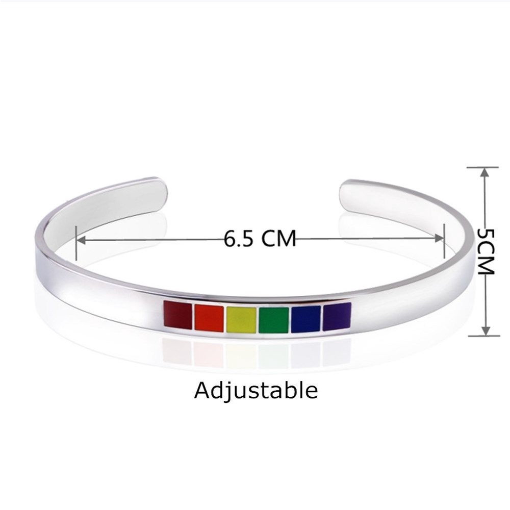Vòng tay màu cầu vồng phong cách LGBT làm từ thép không gỉ thời trang cho nam và nữ