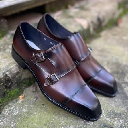 Giày lười tây nam cao cấp đế phíp da bò thật ERMAND bảo hành 1 năm dáng Double Monkstrap sang trọng - Mã T15