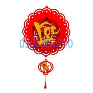 Liễng nhung đỏ - Dây treo hoặc dán cửa - dán kiếng - dán tường hình thần tài ôm hủ gạo - lồng đèn PHÚC -LỘC - cá chép