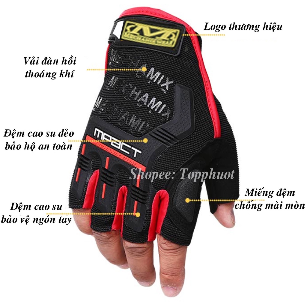 Bao tay Chống Nắng Hở Ngón Đi Xe Máy Đi Phượt Mechanix