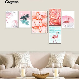 Tranh Vải Treo Tường Trang Trí Hình Chim Hồng Hạc Và Lá ( Không Kèm Khung )