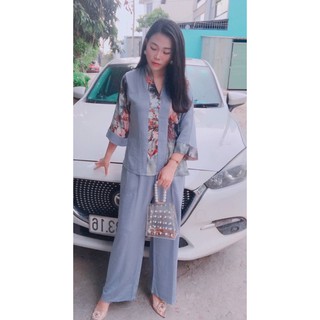 đồ lam đi chùa( đũi phối hoa )