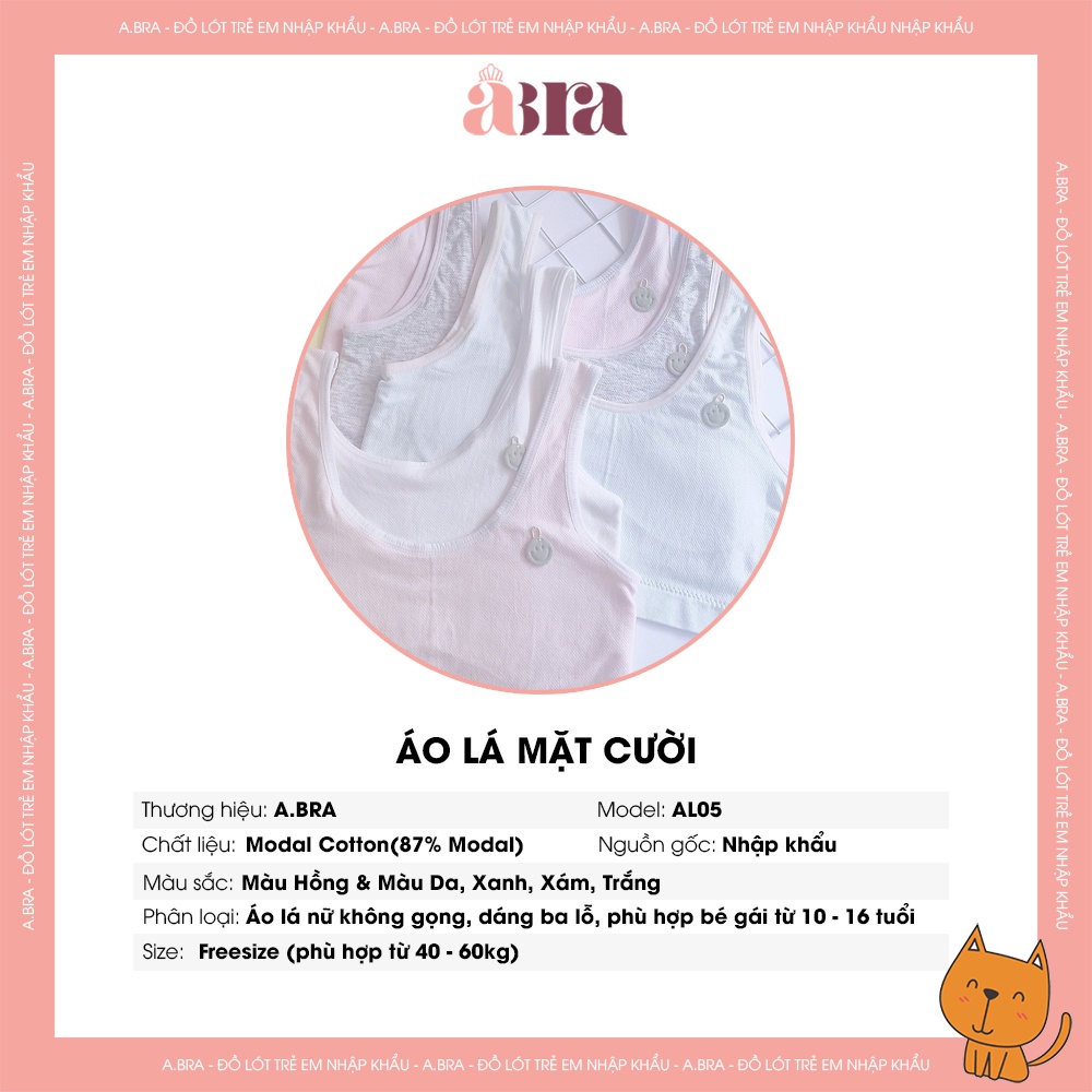 Áo Lót Bé Gái Kháng Khuẩn Mềm Mại Có Mút Đệm ABra AL05 Áo Lá Học Sinh Cao Cấp Chất Liệu Modal Cotton