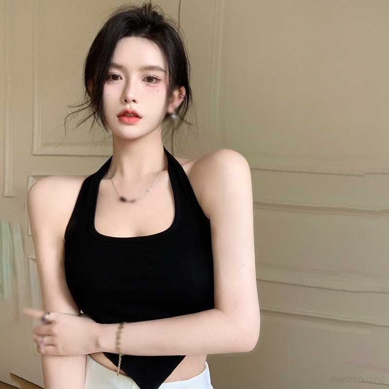 Áo Croptop Dệt Kim Sát Nách Hở Lưng Màu Sắc Đơn Giản Quyến Rũ Dành Cho Nữ