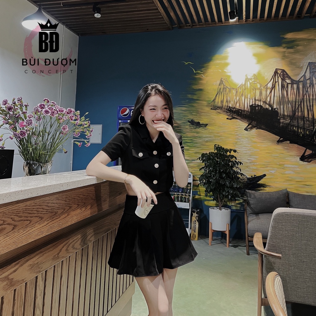 [CHÍNH HÃNG] Set áo vest cộc chân váy xếp ly 2022 Bùi Đượm Concept
