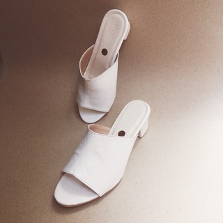 [ ẢNH + CLIP THẬT SIZE 34-43 ] Mules trắng