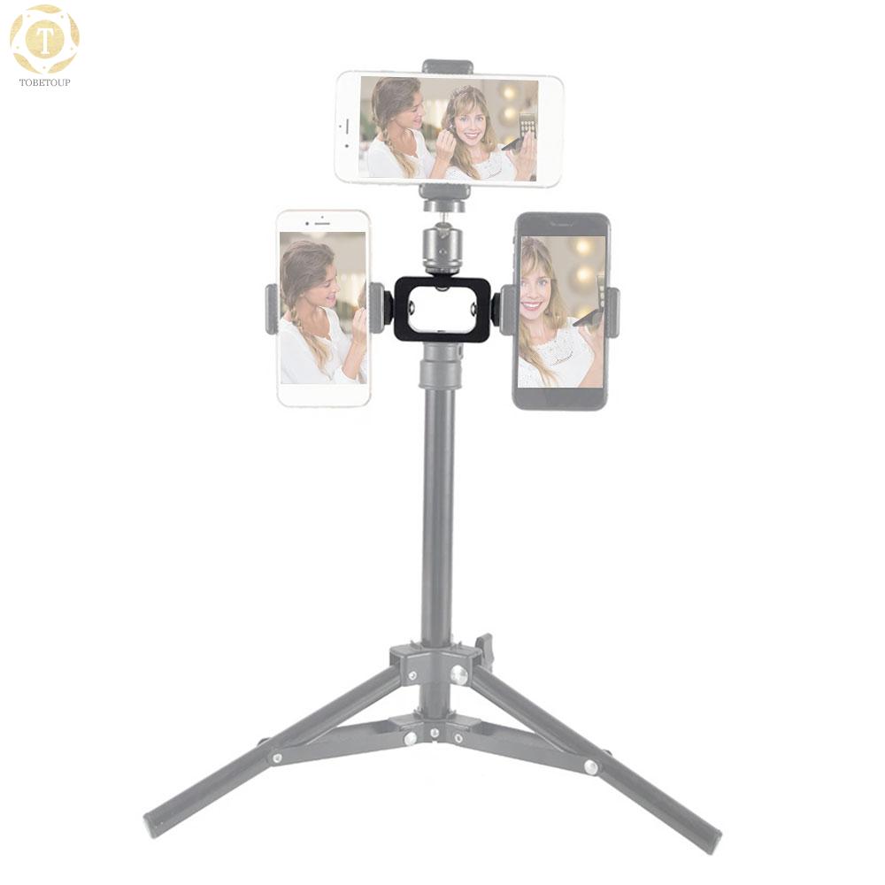 Shipped within 12 hours】 Metal 3-Phone Live Streaming Stand Extension Bracket Stand with 1/4 Inch Screw Mounts for Live Streaming Vlogging Selfie-portrait Photography Extension Bracket [TO]