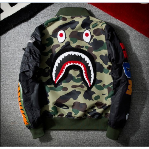 BAPE Áo Khoác Bomber Rằn Ri Phối Khóa Kéo Thời Trang Nam MA1