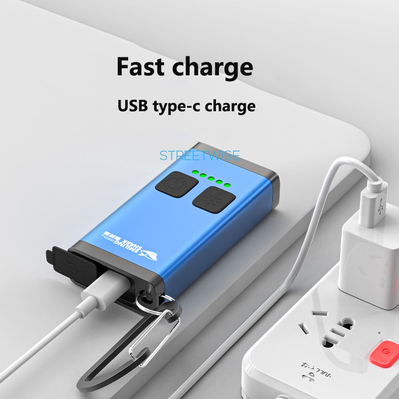 Móc Khóa Hình Cá Mập Kèm Đèn Pin Cổng USB Type-C TIP-015