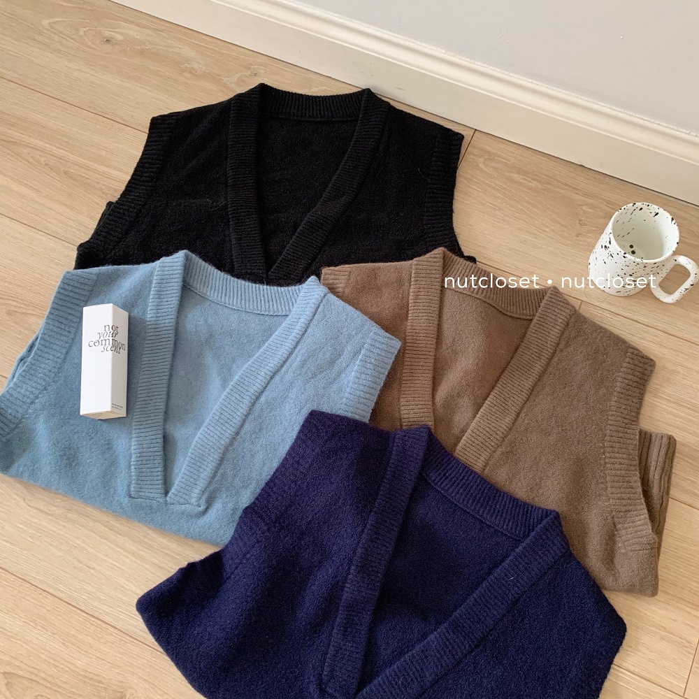 Áo gile len cổ V rộng _ A0268