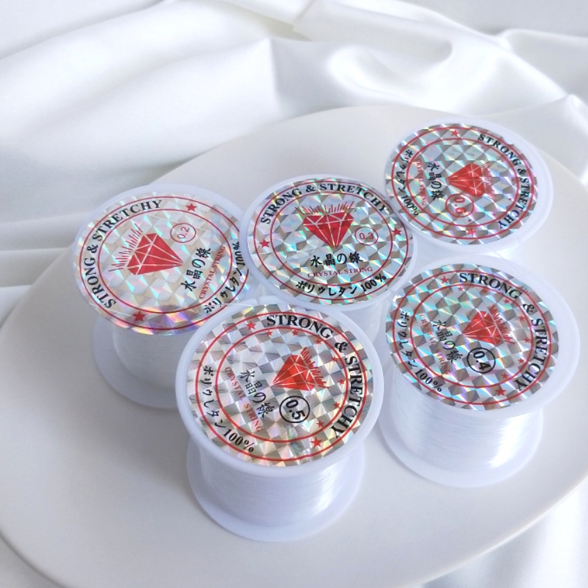 Dây cườm làm trang sức dây pha lê trong suốt không giãn 0.2-0.8mm