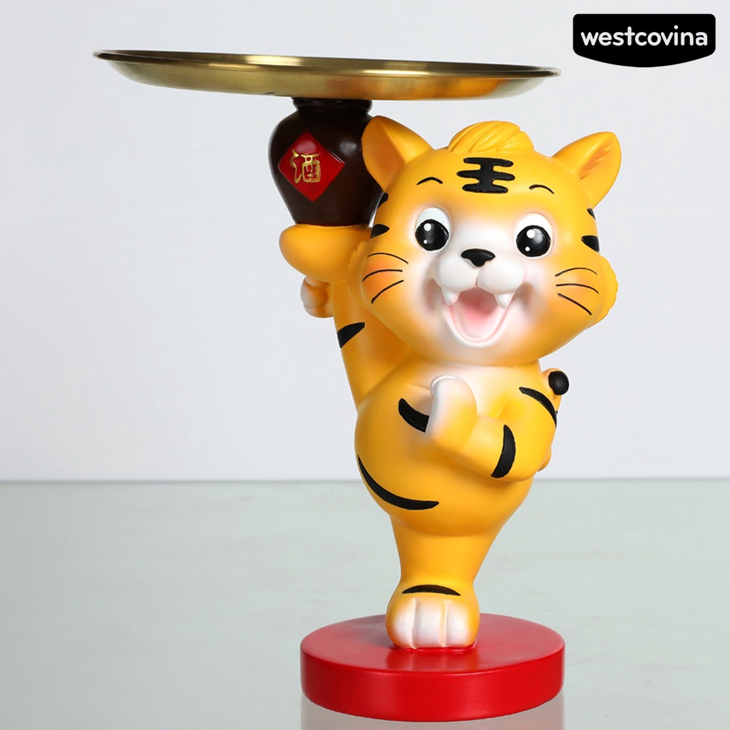 1 bộ tượng điêu khắc để bàn hình chú hổ dễ thương trang trí văn phòng