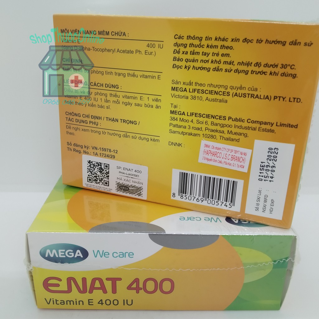 Vitamin E Enat 400 IU | Thế Giới Skin Care