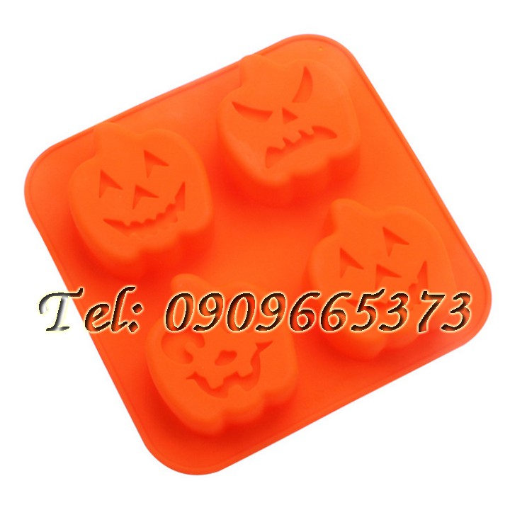 Khuôn 4 hình Halloween bí ngô - Khuôn làm bánh, rau câu, socola – Mã số 345