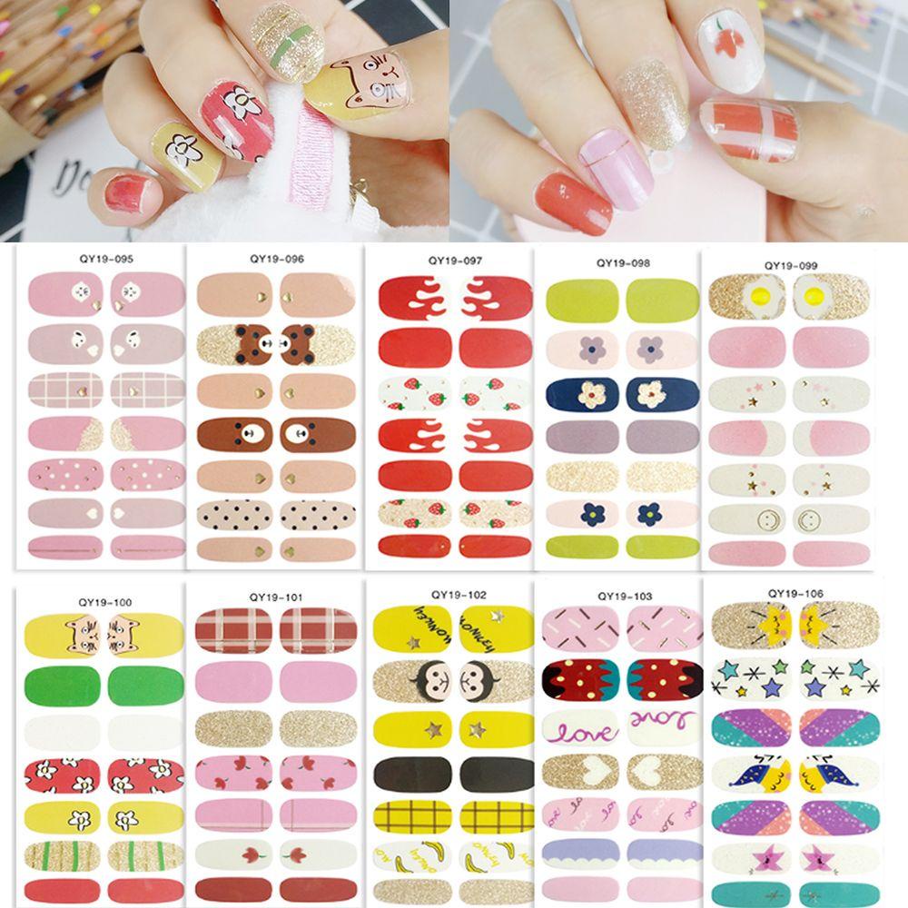 Bộ 14 Miếng Dán Trang Trí Móng Tay Họa Tiết Hoạt Hình Dễ Thương DIY