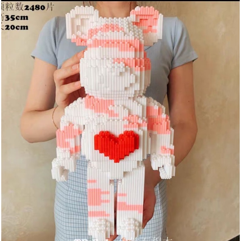 Xếp hình thông minh gấu bearbick 3d có ngăn kéo cao 35 cm