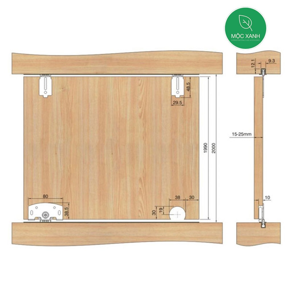 Phụ kiện ray trượt cửa lùa tủ áo (2m) | BigBuy360 - bigbuy360.vn