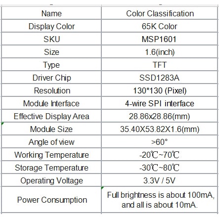 Mô Đun Hiển Thị Màn Hình Lcd 1.6 Inch Oled 1.6 "Tft Ips 130x130 Cho Arduino