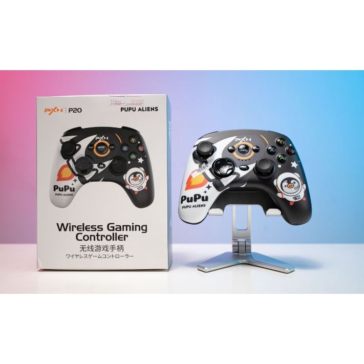 Tay cầm chơi game không dây PXN P20 Gaming Controller PuPu Aliens màu đen pha trắng