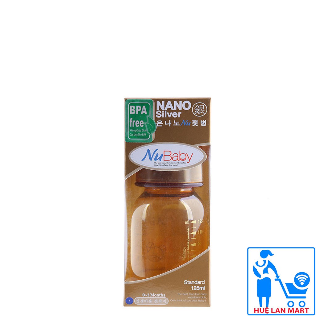 [CHÍNH HÃNG] Bình Sữa NuBaby NANO Silver Cổ Nhỏ 125ml
