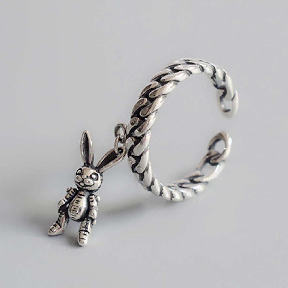 Nhẫn hở trang trí hình thỏ hoạt hình thời trang phong cách cổ điển