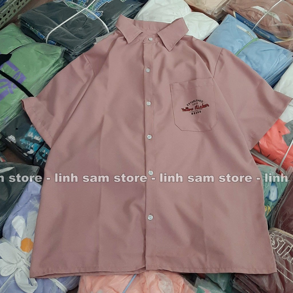 Áo sơ mi nữ SAM CLO cổ bẻ tay ngắn có túi dáng ulzzang freesize form rộng HÌNH YELLOW FLICKER BRAND | BigBuy360 - bigbuy360.vn