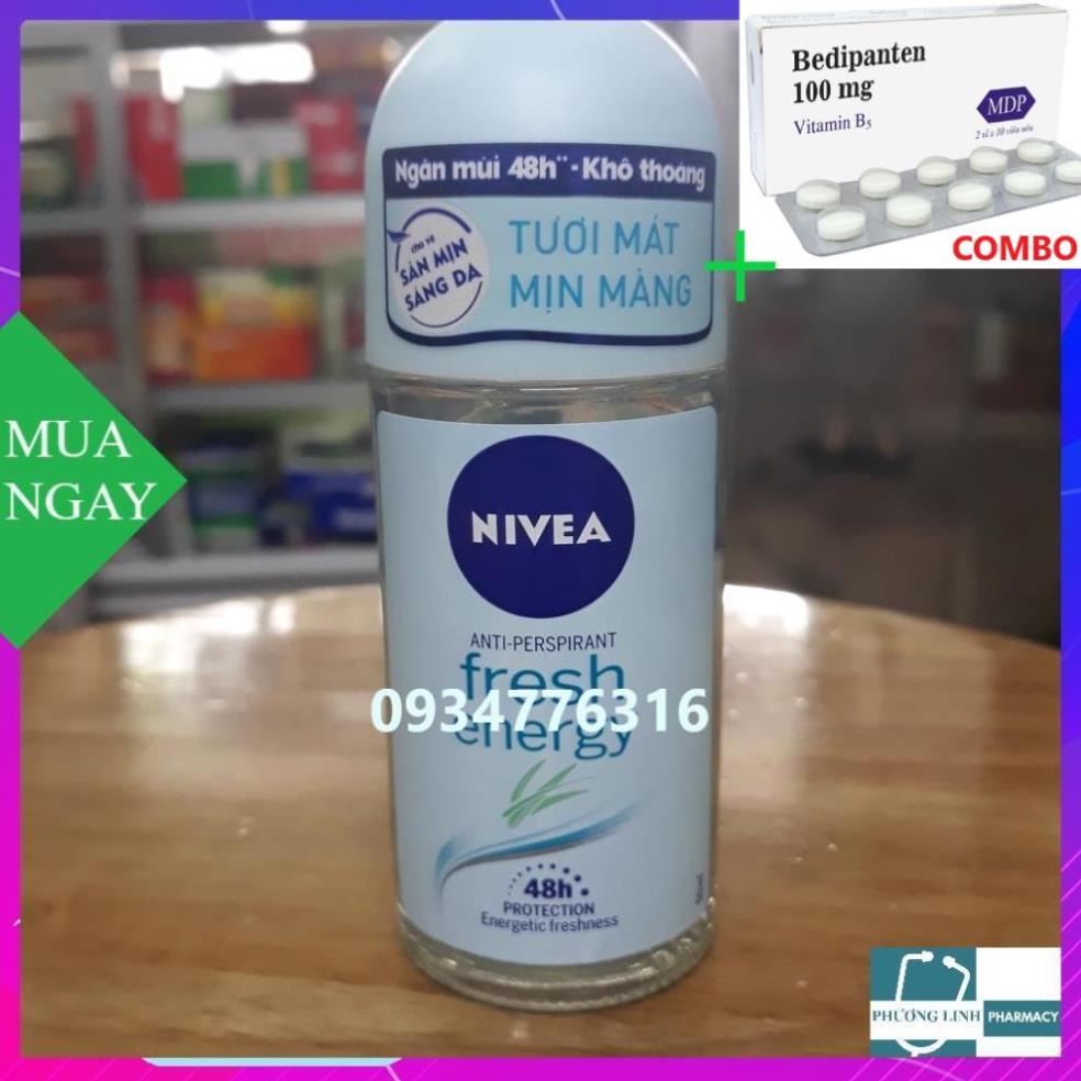 Combo Bedipanten 100mg +  Lăn Nivea Energy Fresh Tươi mát Mịn mang chai 50ml ( Nữ )