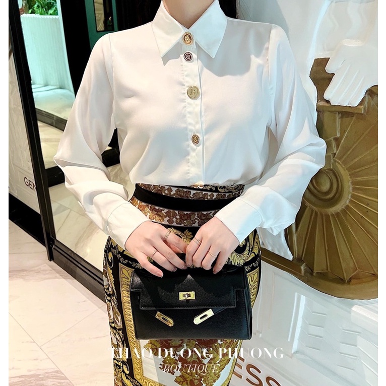 Áo sơmi lụa cúc đồng