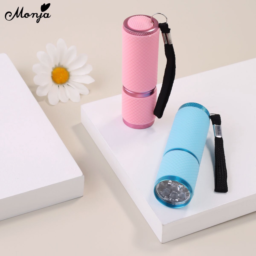 MONJA Đèn hong khô sơn móng tay mini 9 bóng led 2 màu diy