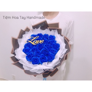 Bó hoa sáp 20 bông màu xanh coban