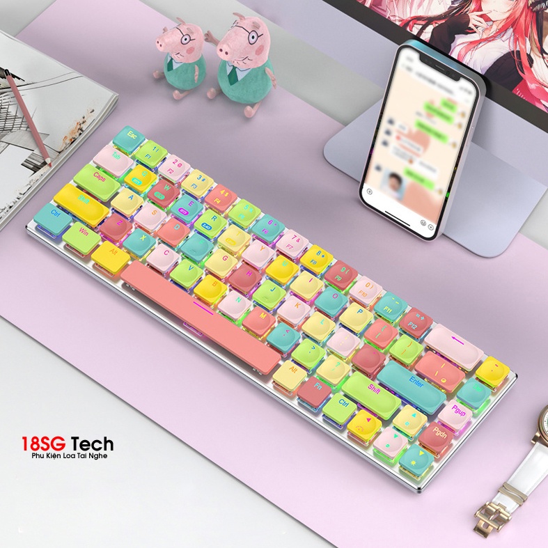 Bàn Phím Cơ K68 PRO Bluetooth 5.0 Chính Hãng | 20 Chế Độ LED Cực Xinh Lung Linh Nhất Hành Tinh