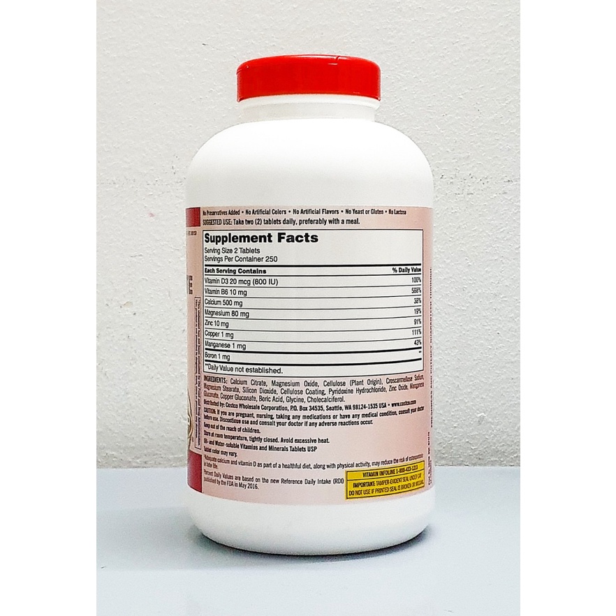 Viên uống Kirkland Calcium Citrate Magnesium and Zinc chai 500 viên từ Mỹ, chắc xương