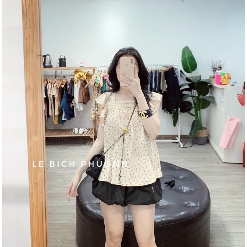 áo cổ vuông tay bèo