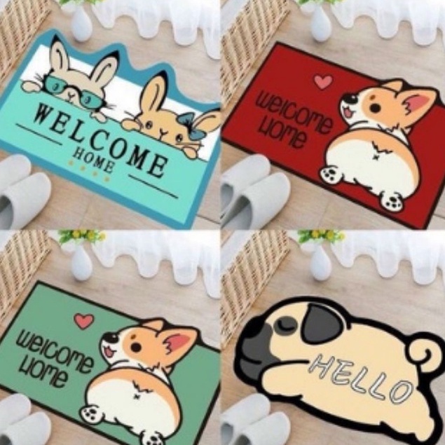 (CAO CẤP) Thảm lau chân chống trượt thấm nước (LOẠI DÀY), thảm chùi chân hình thú size 40x60cm GG9763