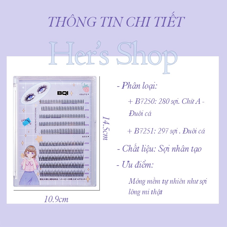 Hộp Lông Mi Giả Tách Sợi Kiểu Dáng Hot Trend Tặng Keo Dán Mi Tự Nối Tại Nhà - Mi Giả Chùm Dáng Chữ A Đuôi Cá Dễ Nối