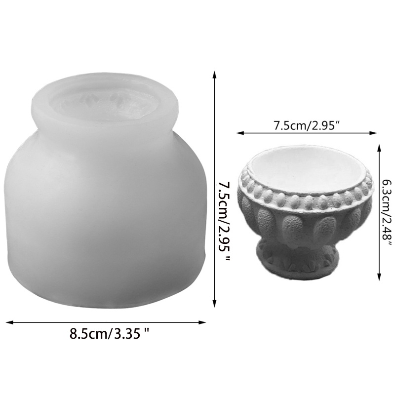 Khuôn Silicone Làm Chậu Cây Mọng Nước Hình Tròn 3D Phong Cách La Mã Cổ Điển