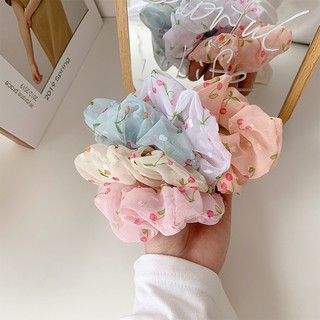 INS Cúc Scrunchies Dây Buộc Tóc Hoa
