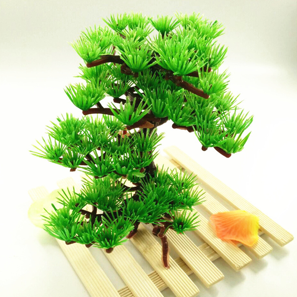 1 Cây Bonsai Nhân Tạo 15x18cm Trang Trí Bể Cá