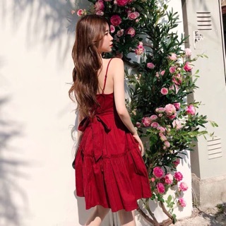 Đầm dây voan xoè nơ eo FULL MÀU