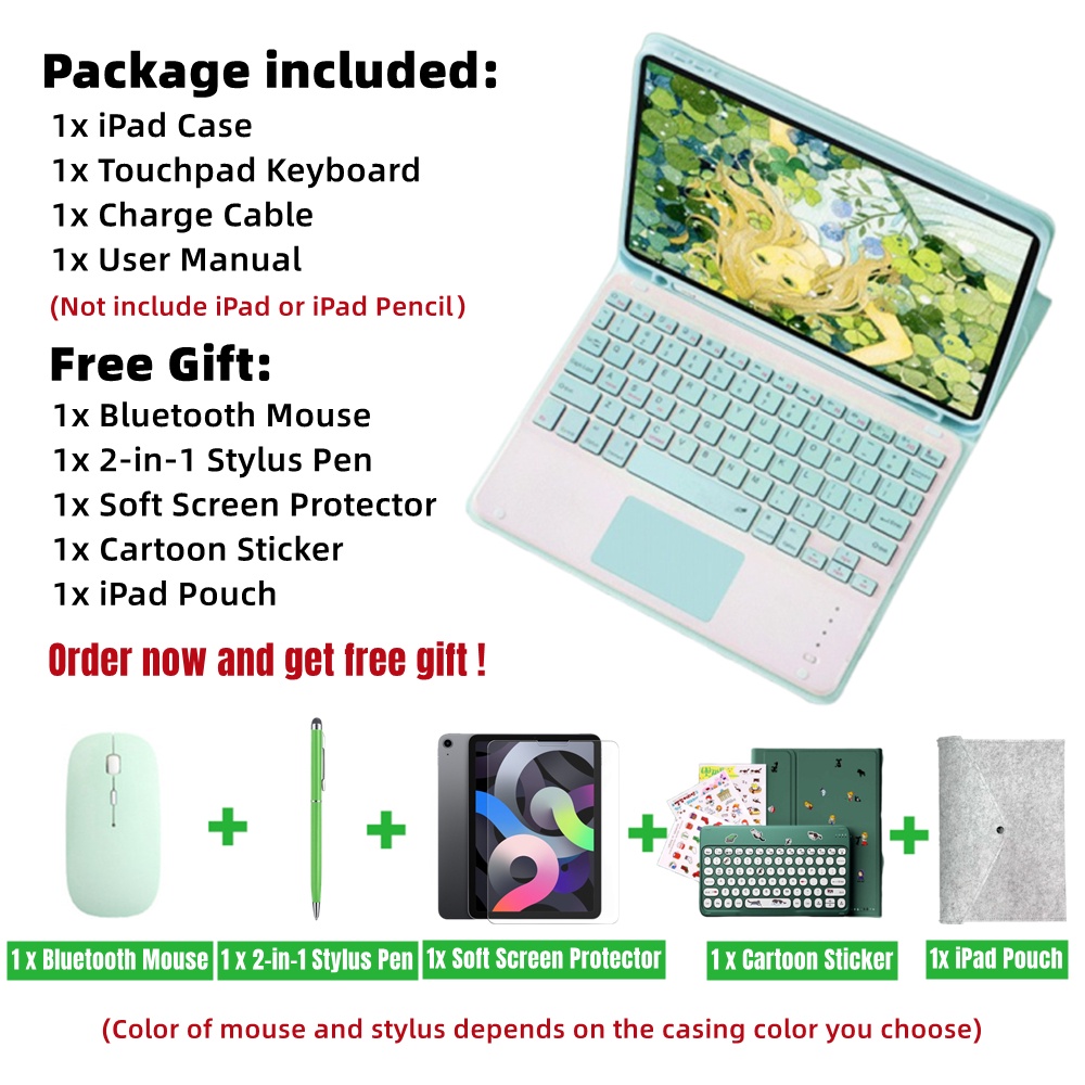 NIXXOS Ốp Máy Tính Bảng Da Có Bàn Phím Cảm Ứng Cho 10.9'' iPad Gen 10 10.2'' iPad 7th/8th/9th Gen 10.9'' Air4/Air5