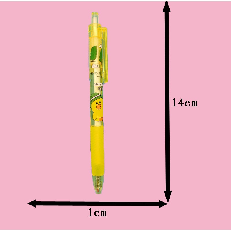 Bút bi gel nước mực xanh hình vịt Sally, Hoa anh đào siêu cưng ngòi 0.5mm