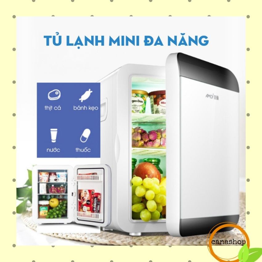 Tủ lạnh mini Amoi 20 lít dùng ở nhà hoặc trên ô tô (đủ dây cắm điện 220V + ô tô) Canashop