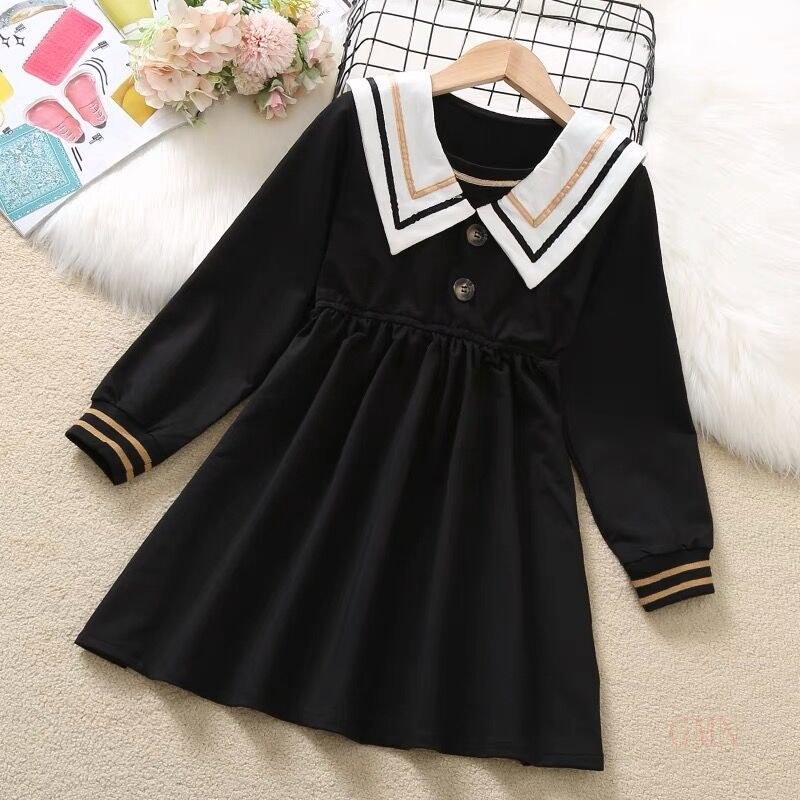 GMN giao hàng nhanh Đầm thủy thủ mùa thu phong cách Hàn Quốc phương Tây cho bé gái tuổi teen